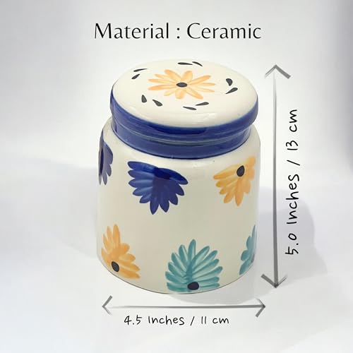 BACKKSPACE RETAIL Ceramic Jars for Kitchen Storage with Airtight Lid Pickle Spices Stoneware Food Storage Jar Box with Airtight Silicone Seal | Pack of 2 | Capacity 500ml (Blue) - Image 5