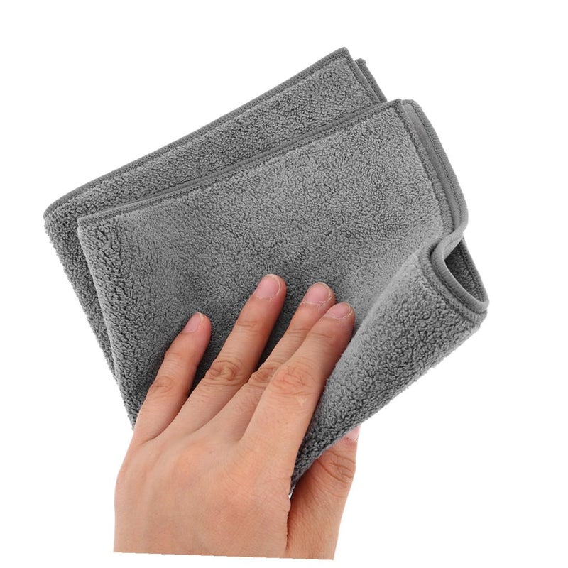 مناشف غسيل السيارات من الألياف الدقيقة مزدوجة الجوانب مقاس 30x30 سم رمادية اللون قابلة للامتصاص ومناشف تجفيف - Image 4