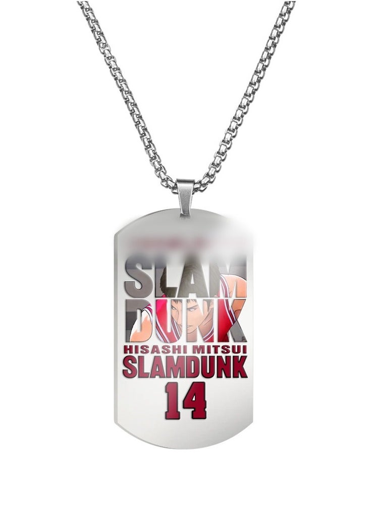 KUYING New Slam Dunk Color Printed Stainless Steel Necklace 