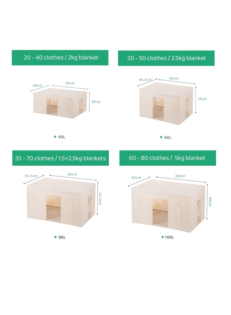 منزل منظم أكياس تخزين صناديق تخزين الملابس منظم خزانة قابلة للطي أوعية تخزين بمقابض متينة قماش سميك للملابس بطانية لحاف ملاءات السرير وسائد وألعاب - Image 2