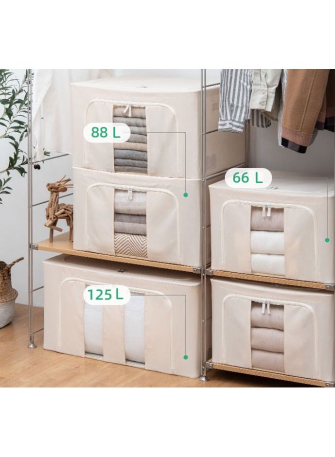منزل منظم أكياس تخزين صناديق تخزين الملابس منظم خزانة قابلة للطي أوعية تخزين بمقابض متينة قماش سميك للملابس بطانية لحاف ملاءات السرير وسائد وألعاب - Image 4