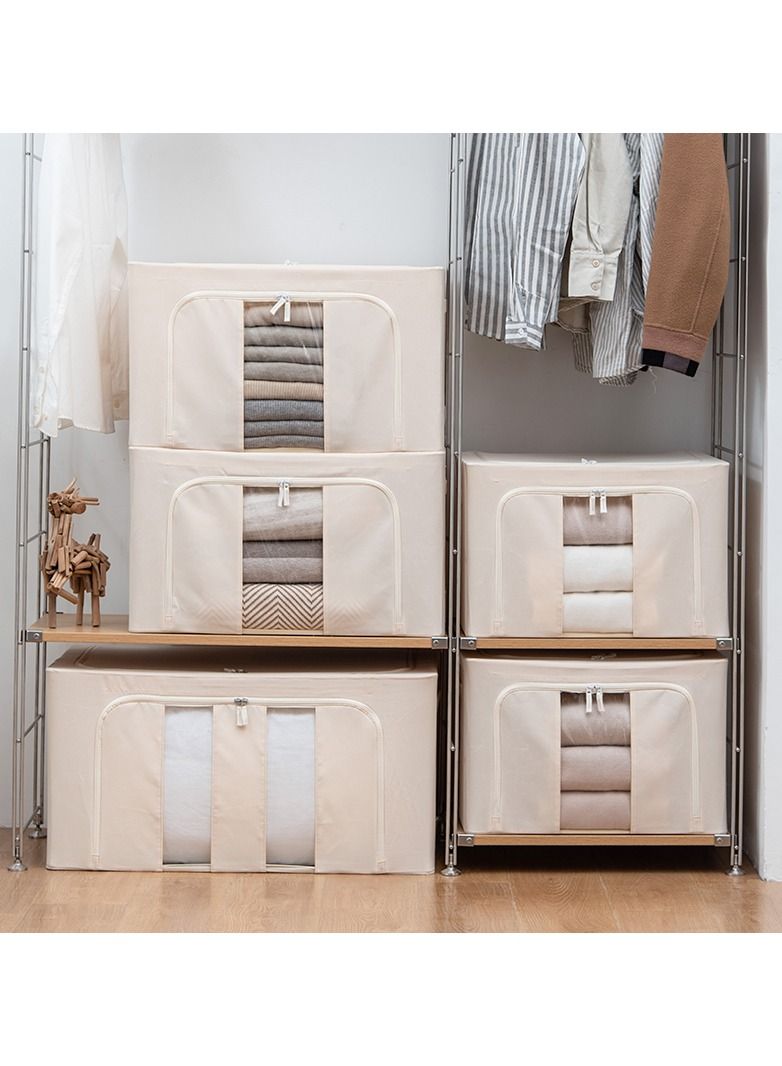 منزل منظم أكياس تخزين صناديق تخزين الملابس منظم خزانة قابلة للطي أوعية تخزين بمقابض متينة قماش سميك للملابس بطانية لحاف ملاءات السرير وسائد وألعاب - Image 3