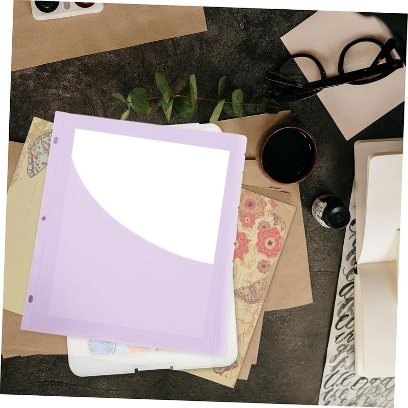 Gadpiparty 12pcs Plastic Binder Pockets 3-Hole Punched File Organizers Replaceable Budget Pocket Folders for Office and School Supplies - Image 5