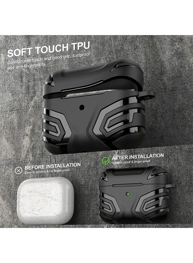 Armor Case for AirPods Pro 2, Headphone Cover Anti Fall Shockproof TPU Case Cover With Buckle, Protective Shell Headphones Case (Black) - Image 3