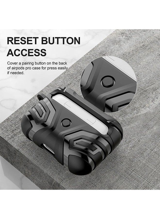 Armor Case for AirPods Pro 2, Headphone Cover Anti Fall Shockproof TPU Case Cover With Buckle, Protective Shell Headphones Case (Black) - Image 2