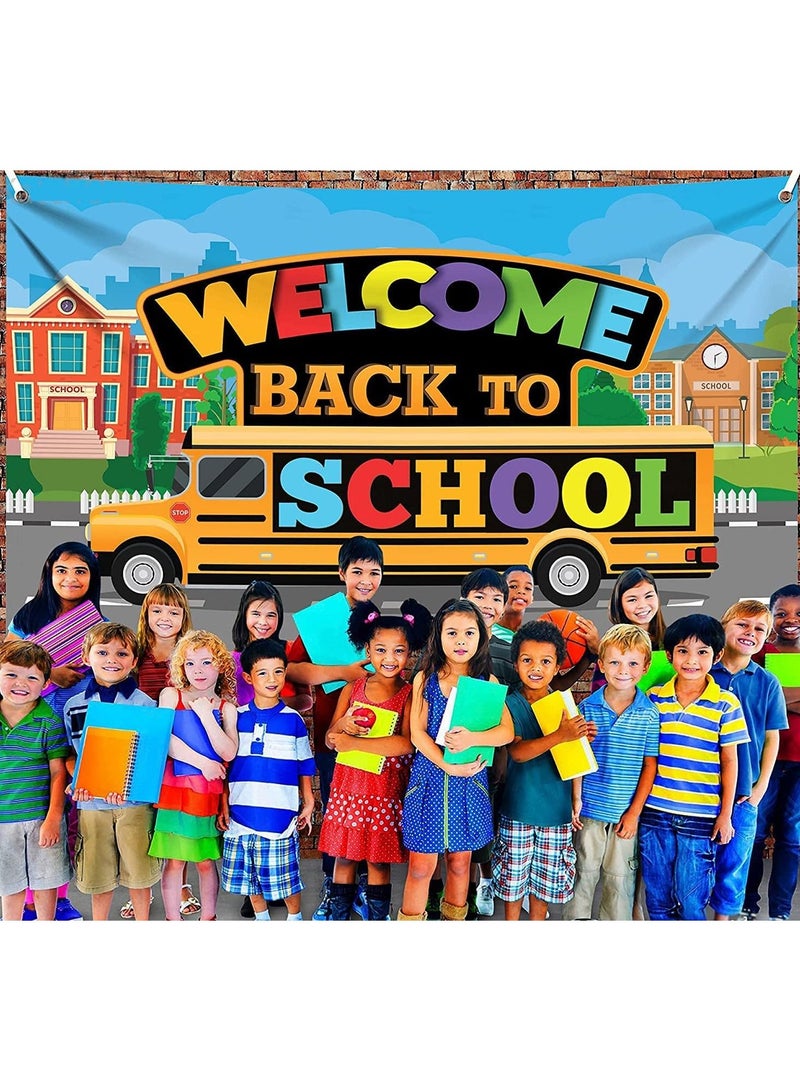 Large Welcome Back to School Banner for Classroom Decor, 110cm x 180cm, School Bus Decoration | Welcome back to school first day of school banner, decorations printed from Up to Date Egypt - Image 1