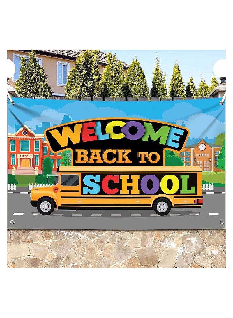 Large Welcome Back to School Banner for Classroom Decor, 110cm x 180cm, School Bus Decoration | Welcome back to school first day of school banner, decorations printed from Up to Date Egypt - Image 4