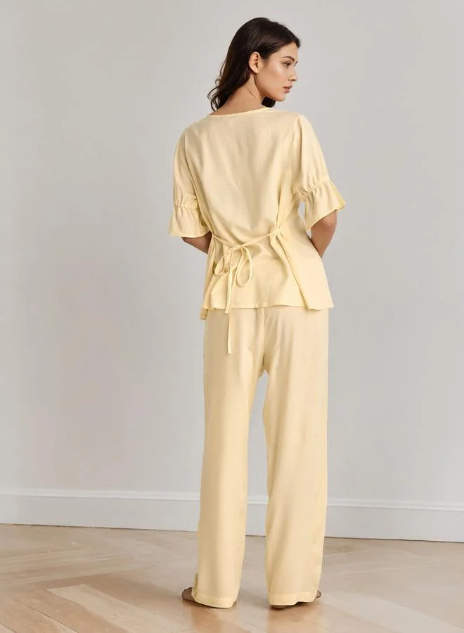 Splash FAV  Pyjama Set Button Down Shirt & Trousers Viscose for Women | Best Price UAE