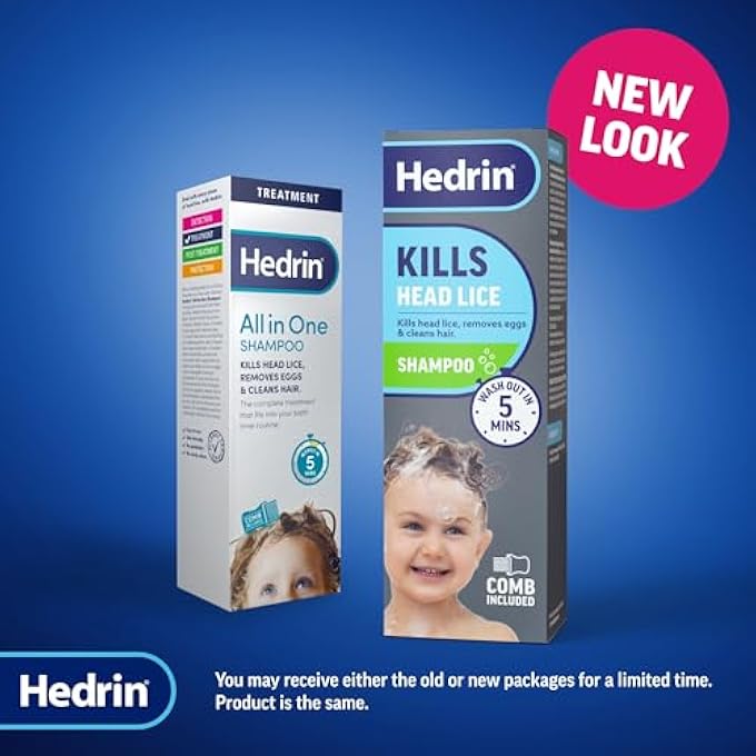 Hedrin HEAD LICE SHAMPOO AND COMB KIT, KILLS HEAD LICE AND EGGS IN 5 MINUTES, 4 TREATMENTS, CLINICALLY TESTED, SUITABLE FOR ADULTS AND CHILDREN, 100ML, (FORMERLY ALL-IN-ONE - PACKAGING MAY VARY) - Image 3