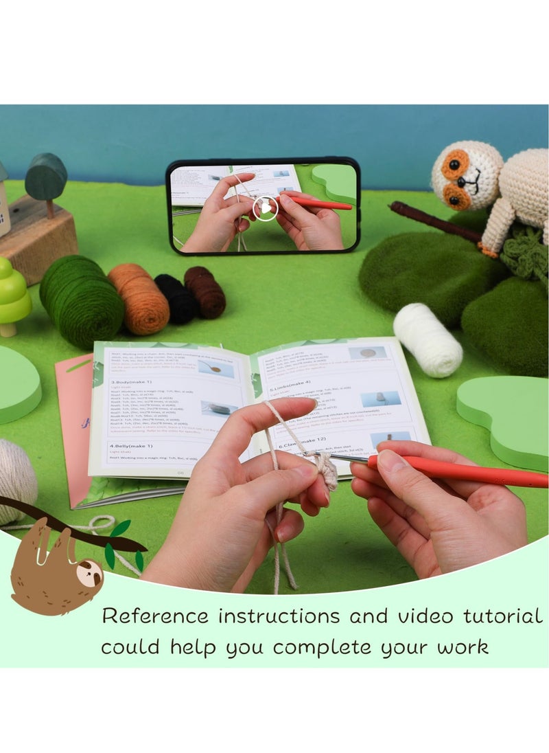 Excefore - Crochet Starter Kit, Sloth Crochet Kit with Step-by-Step Video Tutorials, DIY Craft Knitting Supplies, Include Crochet Hook, Yarn, Polyester Fiber, Stitch Markers, Floral Wire, Plastic Eyes - Image 1