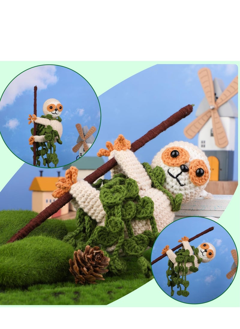 Excefore - Crochet Starter Kit, Sloth Crochet Kit with Step-by-Step Video Tutorials, DIY Craft Knitting Supplies, Include Crochet Hook, Yarn, Polyester Fiber, Stitch Markers, Floral Wire, Plastic Eyes - Image 1