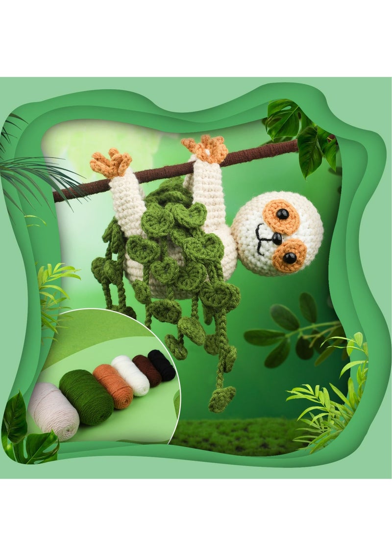 Excefore - Crochet Starter Kit, Sloth Crochet Kit with Step-by-Step Video Tutorials, DIY Craft Knitting Supplies, Include Crochet Hook, Yarn, Polyester Fiber, Stitch Markers, Floral Wire, Plastic Eyes - Image 1