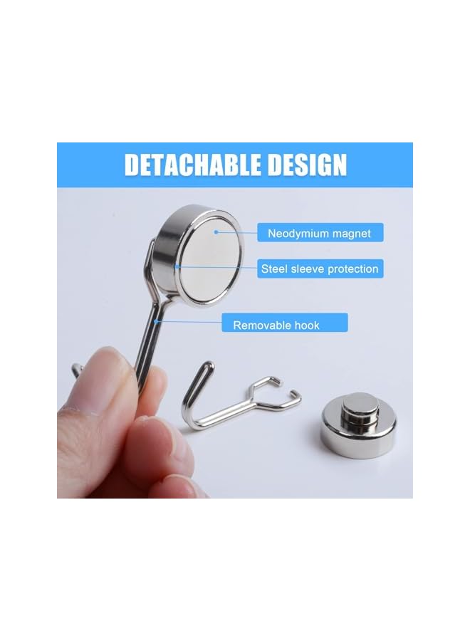 promass 10PCS Super Strong Magnetic Hook, 20 mm Metal Hooks, Neodymium Magnet hooks, 15 kg Rotatable Magnetic Hooks, Magnet Hooks for Kitchen Lockers, Bedroom, Office, Refrigerator Magnet - Image 4