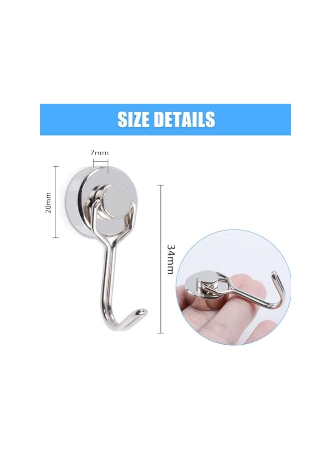 promass 10PCS Super Strong Magnetic Hook, 20 mm Metal Hooks, Neodymium Magnet hooks, 15 kg Rotatable Magnetic Hooks, Magnet Hooks for Kitchen Lockers, Bedroom, Office, Refrigerator Magnet - Image 2