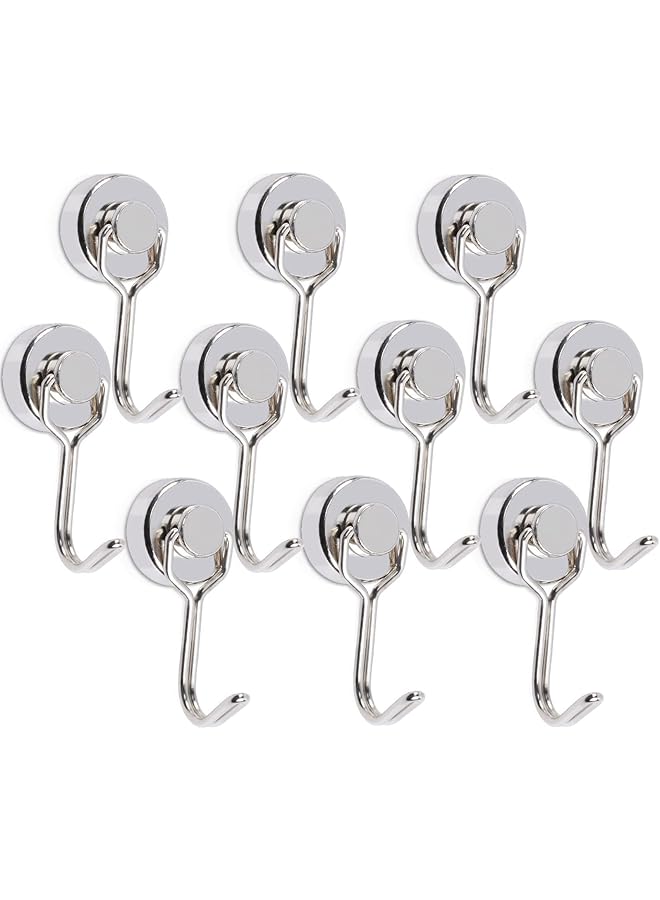 promass 10PCS Super Strong Magnetic Hook, 20 mm Metal Hooks, Neodymium Magnet hooks, 15 kg Rotatable Magnetic Hooks, Magnet Hooks for Kitchen Lockers, Bedroom, Office, Refrigerator Magnet - Image 1