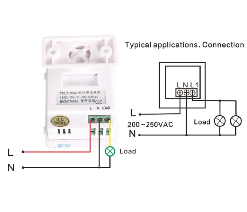 Tuodi PIR Motion Sensor Switch with Timer Light Sensitivity Adjustment, White - Image 5
