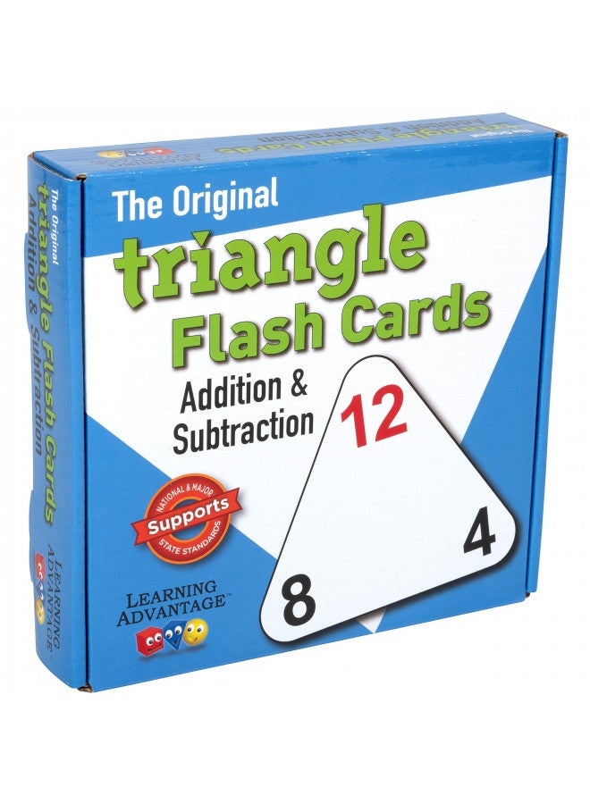 LEARNING ADVANTAGE Original Triangle Flash Cards - Addition and Subtraction - Set of 20 - In-Home Learning - Math Flash Cards - Image 1