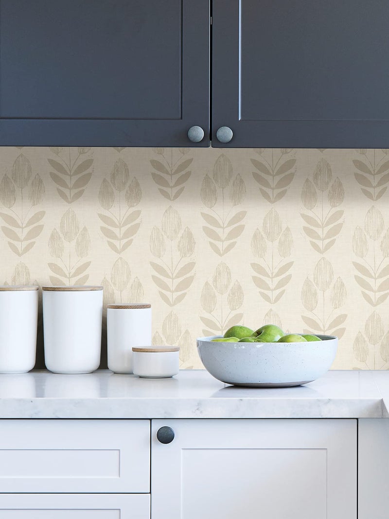 NuWallpaper Cream Folk Tulip Peel & Stick Wallpaper - Image 4
