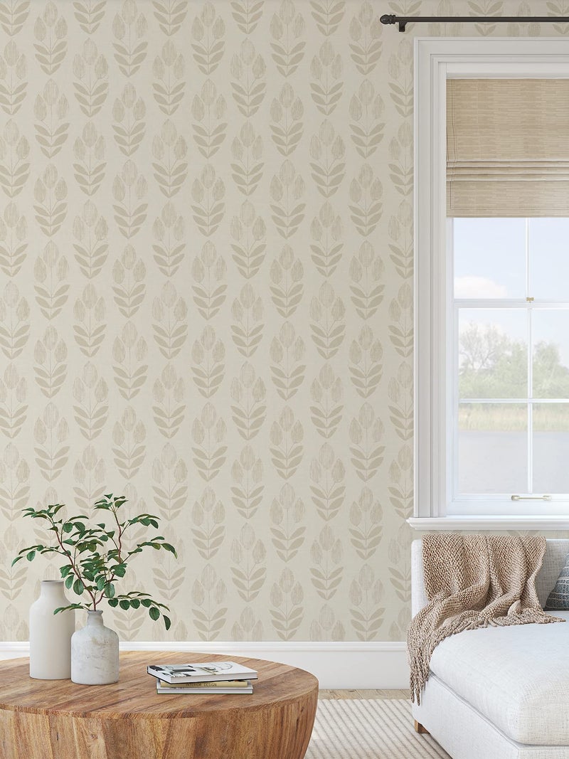 NuWallpaper Cream Folk Tulip Peel & Stick Wallpaper - Image 2
