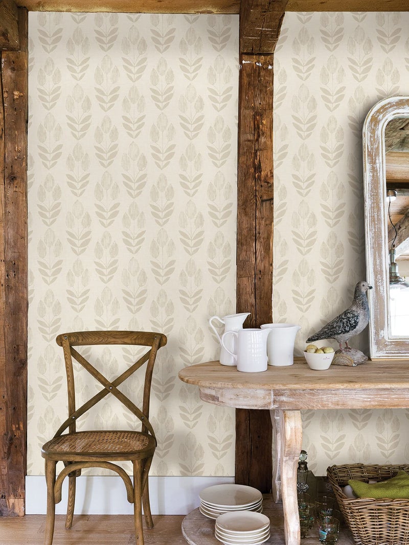 NuWallpaper Cream Folk Tulip Peel & Stick Wallpaper - Image 3