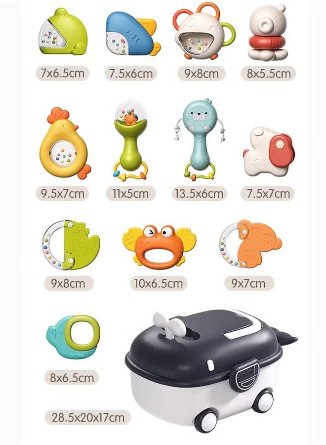 LIXADA 12PCS Baby Teethers Baby teething set Teether rattle toy Baby rattle toys Relieves your baby's teething discomfort Grip training Toys for early education for babies - Image 2