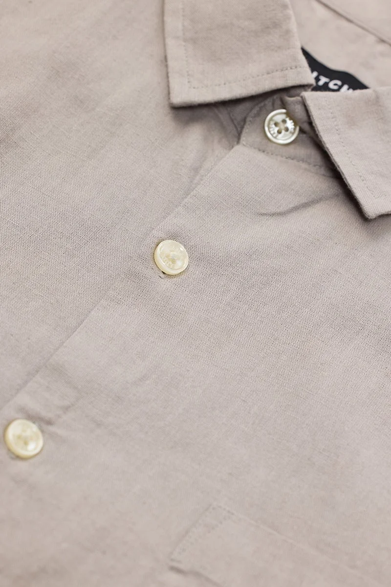 SNITCH Ash Grey Solid Long Sleeve Slim Fit Shirt