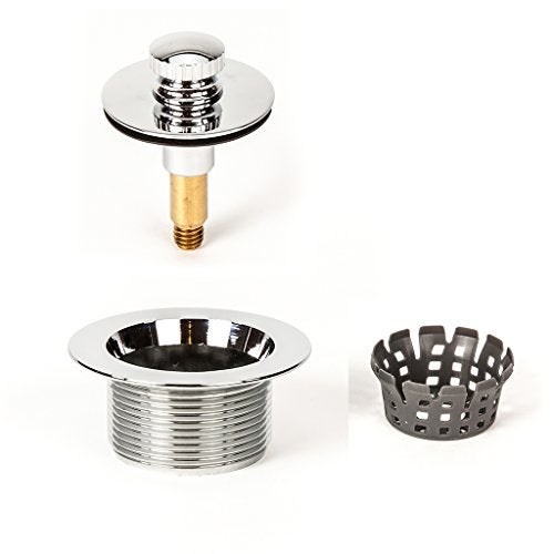 PermaFLOW PF WaterWorks Lift Lock (Push Pull) Bathtub/Bath Tub Drain Assembly with Gasket - Coarse Thread 11.5 Threads Per Inch - Free Hair Catcher/Strainer to Eliminate Clogs;Chrome; PF0940-CH-LL-C - Image 1