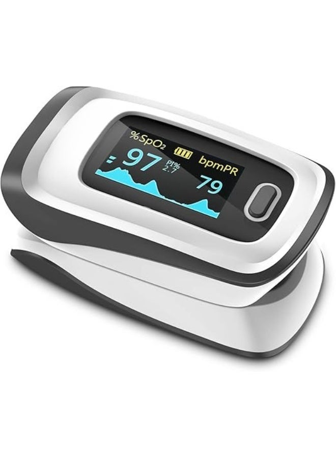 جهاز قياس نبضات الإصبع ونسبة الأكسجين – شاشة LED – خفيف وسهل الحمل – رمادي - Image 1