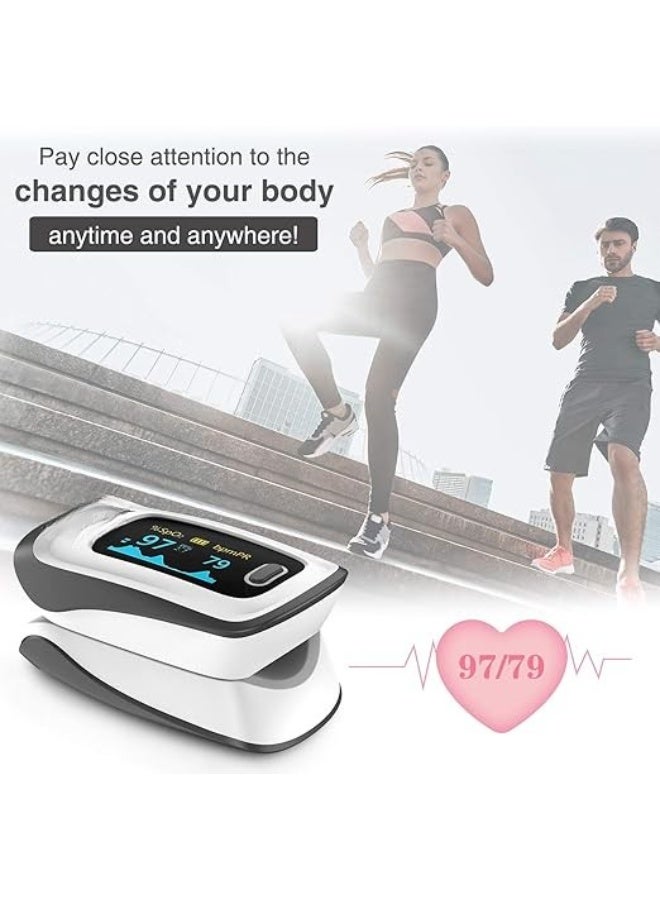 جهاز قياس نبضات الإصبع ونسبة الأكسجين – شاشة LED – خفيف وسهل الحمل – رمادي - Image 2