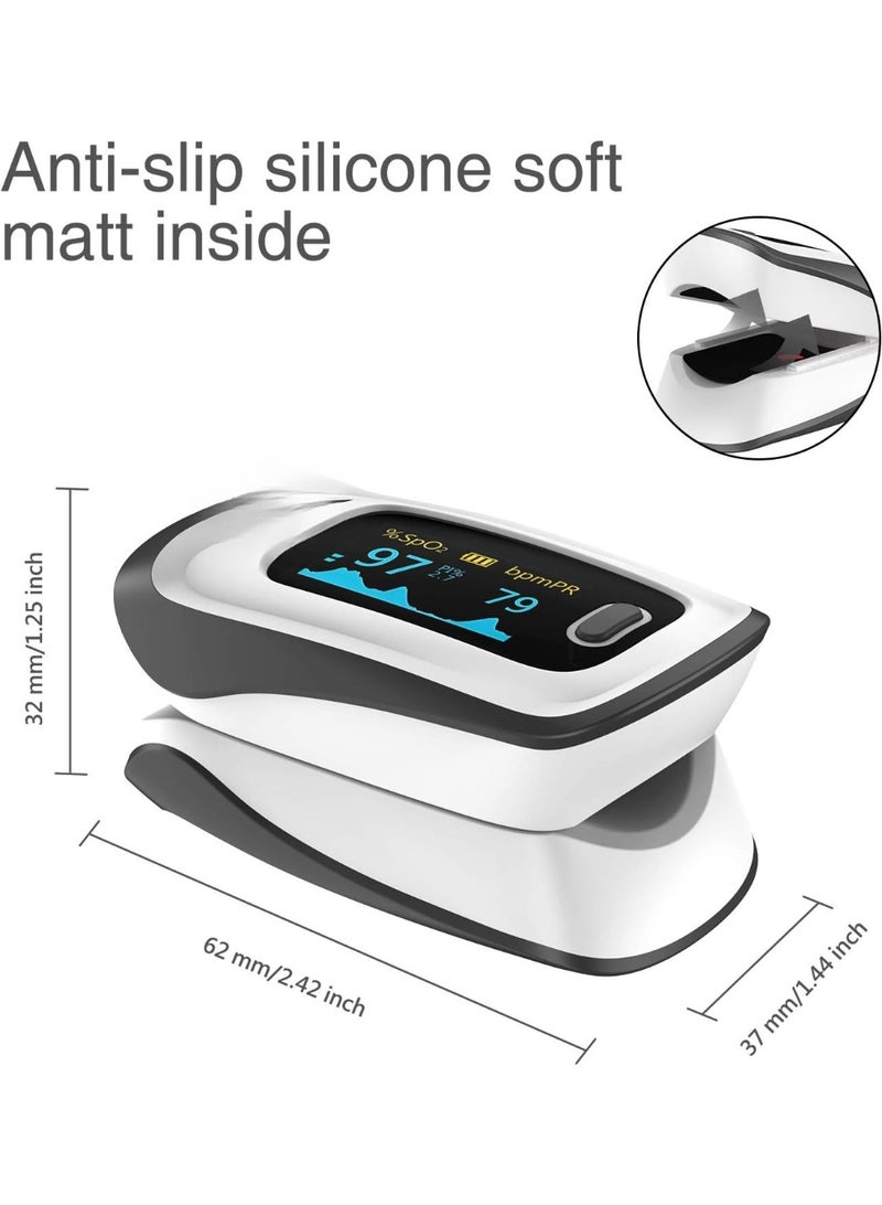 جهاز قياس نبضات الإصبع ونسبة الأكسجين – شاشة LED – خفيف وسهل الحمل – رمادي - Image 3