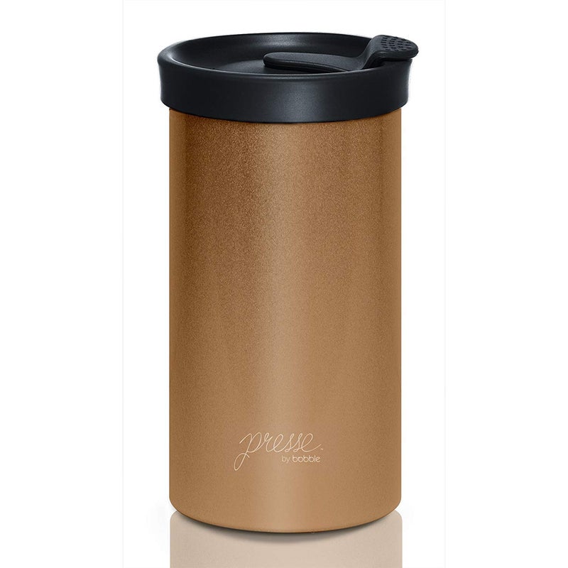 bobble PRESSE by Bobble French Coffee Press And Insulated Stainless Steel Travel Tumbler for OnTheGo Brewing 13 oz Brown - Image 1