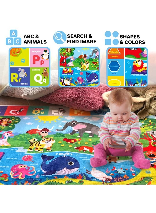كوكا سجادة لعب أرضية للأطفال من QUOKKA - سجادة أبجدية فائقة النعومة بسطح مخملي للأطفال الصغار والرضع - سجادة مبطنة غير قابلة للانزلاق سميكة للغاية (0.8 سم) للزحف والمرح - سجادة هدايا قابلة للطي - Image 2