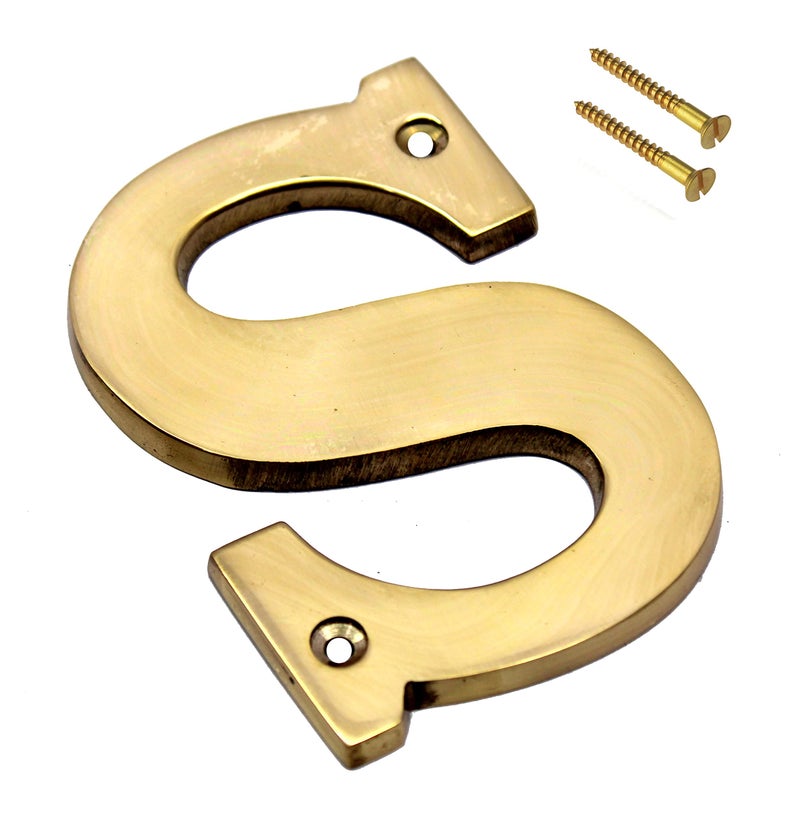 eSplanade Brass House Hotel Door Name Alphabets - Wall Door Plaque Alphabet Letter - Golden - 4" Inches ("S" Alphabet - 4") - Image 2