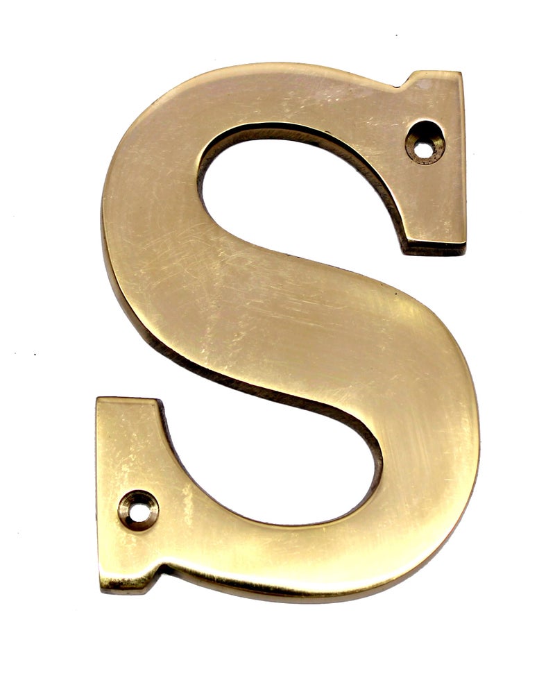 eSplanade Brass House Hotel Door Name Alphabets - Wall Door Plaque Alphabet Letter - Golden - 4" Inches ("S" Alphabet - 4") - Image 1