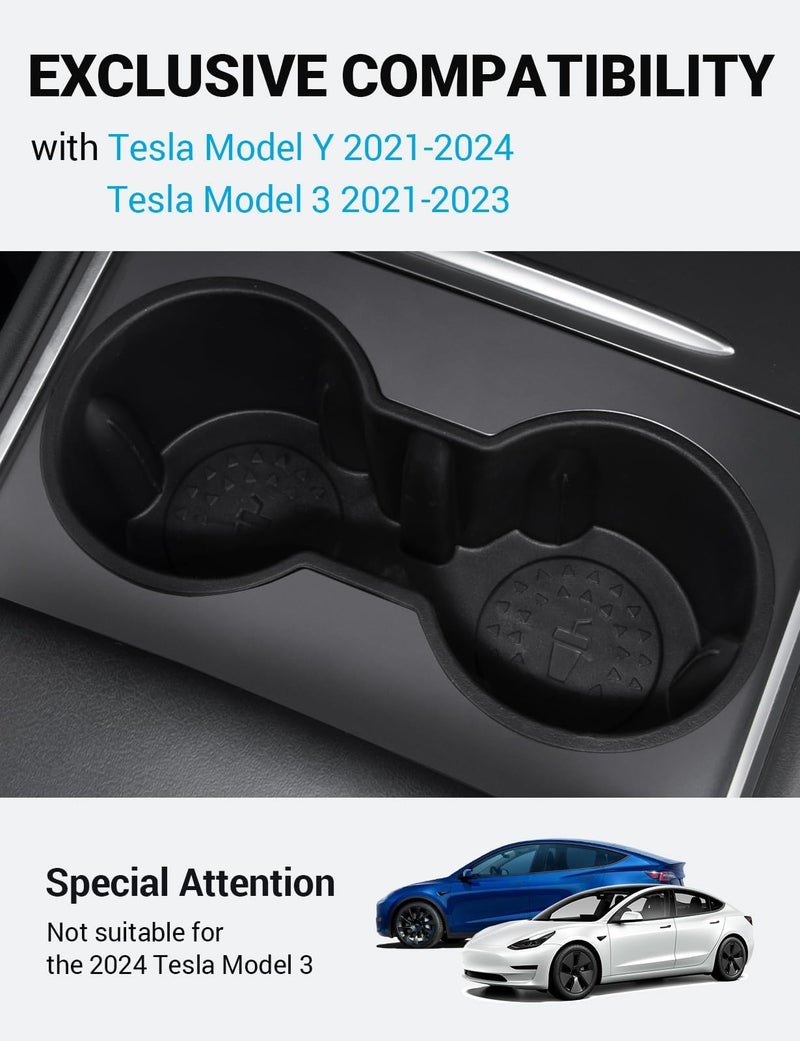 Motrobe 2023 2022 2021 Tesla Model Y Model 3 Center Console Cup Holder Insert ONLY FIT New Console - Image 2