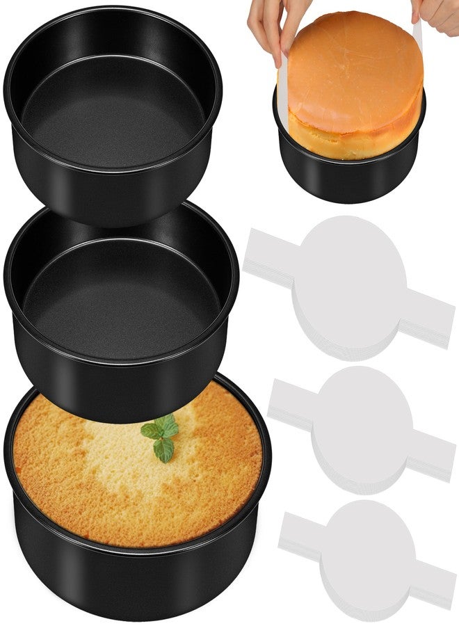 AWTBDP Round Cake Pans Set of 3 (6, 8, 10 Inch), Nonstick Circle Cake Pan with 90PCS Parchment Paper for Layer Cakes Deep-Dish Pizza Tart, Baking Pans Set for Christmas Birthday Thanksgiving, Dishwasher Safe - Image 1