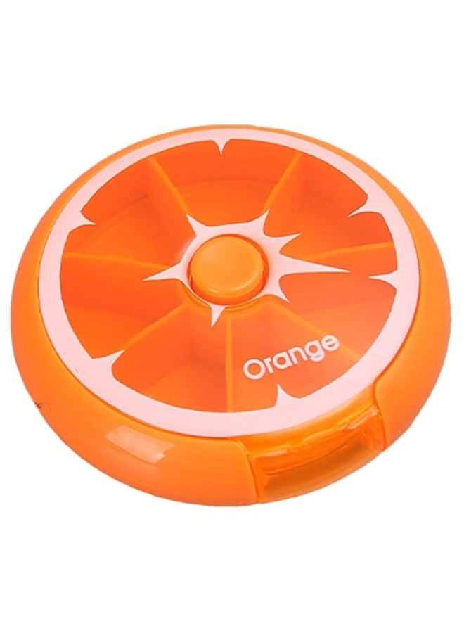 Portable Pill Box For Travel, 7 Compartments For Medicines And Vitamins, Suitable To Put In A Pocket Or Purse, Safe Storage Of Daily Doses -Orange - Image 1