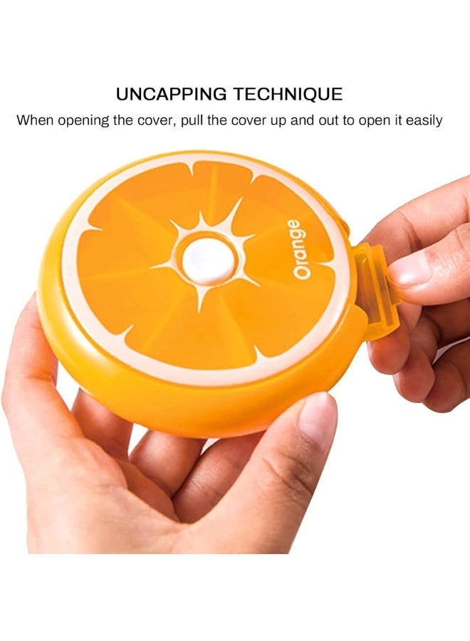 Portable Pill Box For Travel, 7 Compartments For Medicines And Vitamins, Suitable To Put In A Pocket Or Purse, Safe Storage Of Daily Doses -Orange - Image 3