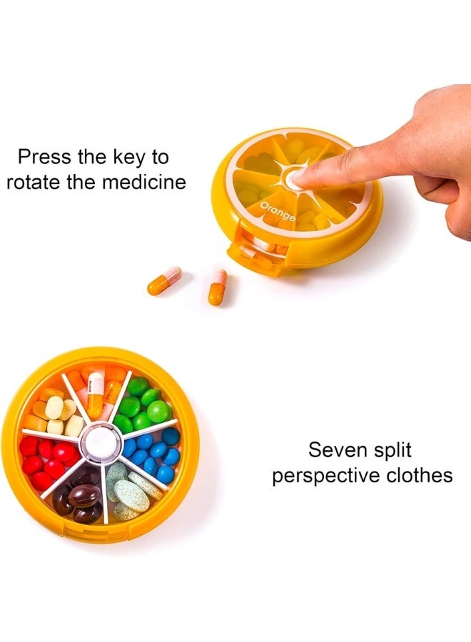 Portable Pill Box For Travel, 7 Compartments For Medicines And Vitamins, Suitable To Put In A Pocket Or Purse, Safe Storage Of Daily Doses -Orange - Image 5