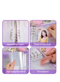 Generic Photocard Binder Kpop Photocard Holder Book Sleeves Photocard Korean Stickers, A5 Binder Photocard Album 6 Ring Photocard Binder Card Protectors Pages 200 Cards Darkorchid Colorful  - Image 4