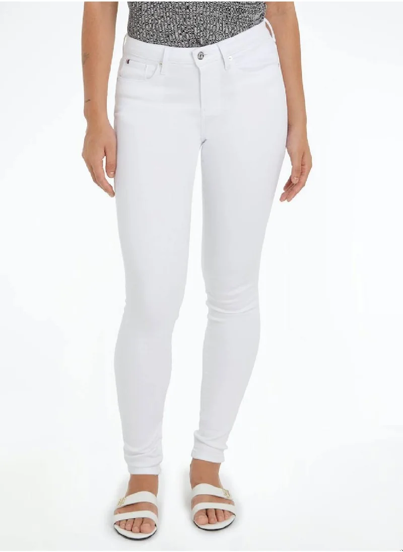 TOMMY HILFIGER Women's Th Flex Como High Rise Skinny Jeans -  Stretch cotton denim, White