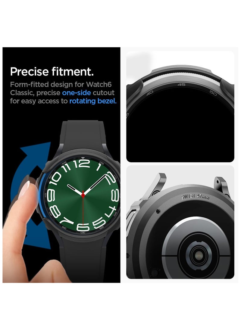 Spigen - ‎ Spigen Liquid Air Armor Case Designed for Samsung Galaxy Watch 6 Classic 47mm - 2023 Flexible Lightweight TPU Cover - Matte Black - Image 1