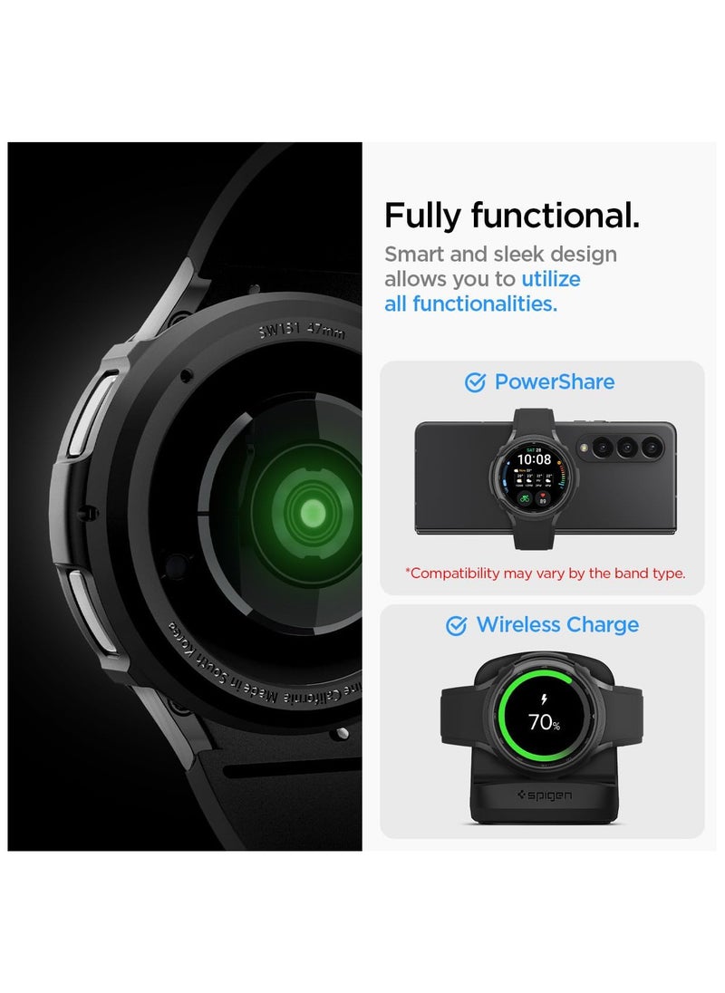 Spigen - ‎ Spigen Liquid Air Armor Case Designed for Samsung Galaxy Watch 6 Classic 47mm - 2023 Flexible Lightweight TPU Cover - Matte Black - Image 1