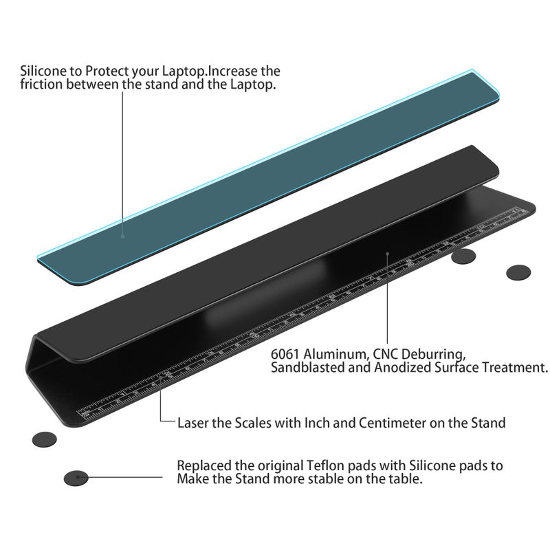 Psitek Portable Laptop Wedge Airflow Cooling Stand, Aluminium Laptops Feet Legs Improved Ergonomics, Stability, and Versatility - Compatible with MacBook and All Laptop, with Ruler - Image 5