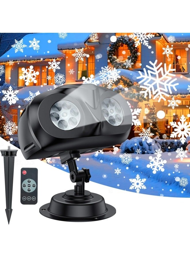 CCOVERY Snowflake Projector Lights Dual-Head Christmas Snowflake Light Projector HD Outdoor Indoor Festival Lighting Decoration with Remote, Timer and 16.4ft Cord - Image 1