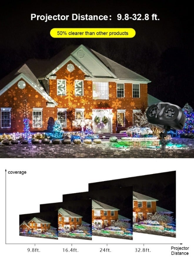 CCOVERY Snowflake Projector Lights Dual-Head Christmas Snowflake Light Projector HD Outdoor Indoor Festival Lighting Decoration with Remote, Timer and 16.4ft Cord - Image 2
