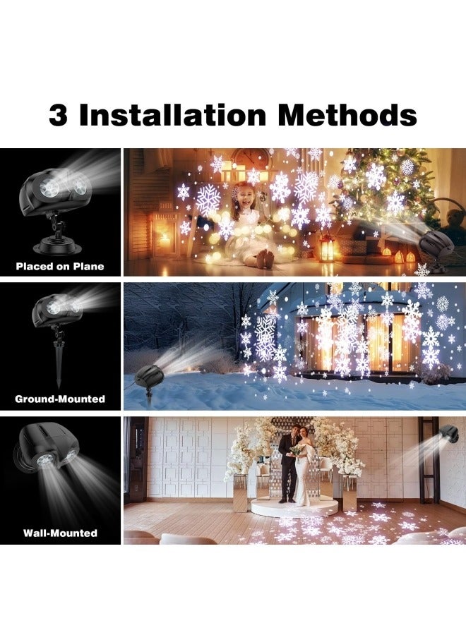CCOVERY Snowflake Projector Lights Dual-Head Christmas Snowflake Light Projector HD Outdoor Indoor Festival Lighting Decoration with Remote, Timer and 16.4ft Cord - Image 3