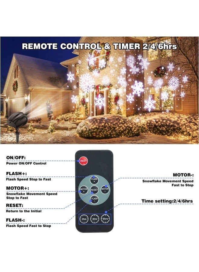 CCOVERY Snowflake Projector Lights Dual-Head Christmas Snowflake Light Projector HD Outdoor Indoor Festival Lighting Decoration with Remote, Timer and 16.4ft Cord - Image 5