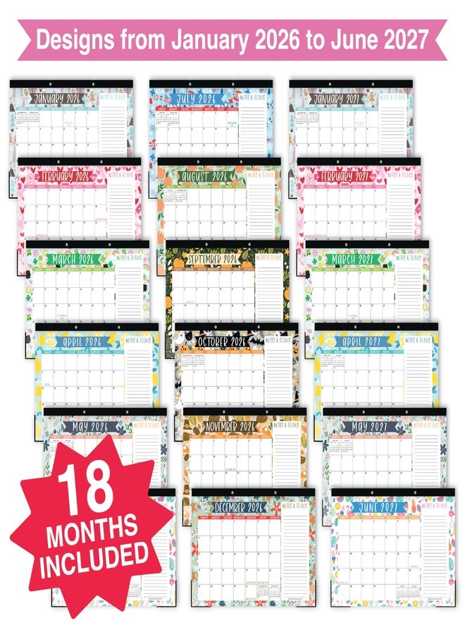 Hadley Designs Large Desk Calendar 2026-2027 - Monthly Teacher Desk Calendars 2026-2027 Desktop Calendar 2026, 18 Month 2026 Desktop Calendars, Cute Doodle Classroom Decor Teacher Must Haves - Image 3