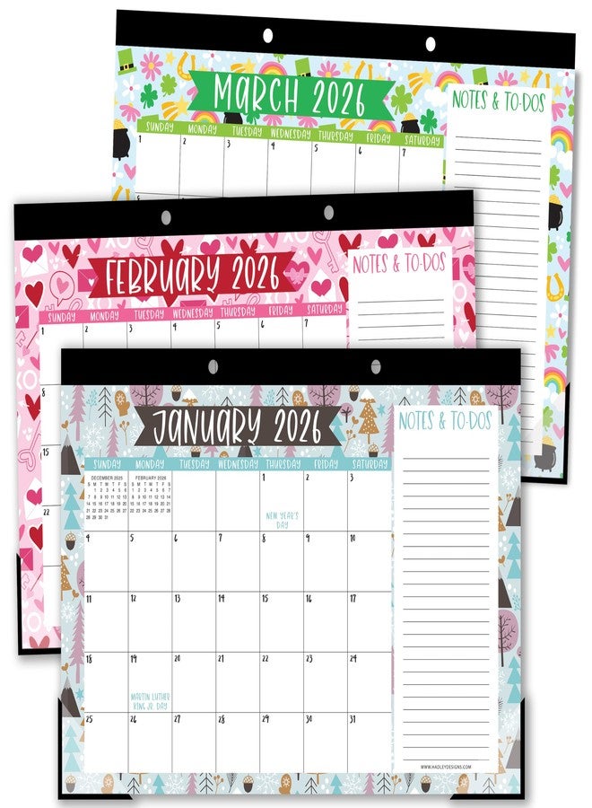 Hadley Designs Large Desk Calendar 2026-2027 - Monthly Teacher Desk Calendars 2026-2027 Desktop Calendar 2026, 18 Month 2026 Desktop Calendars, Cute Doodle Classroom Decor Teacher Must Haves - Image 1